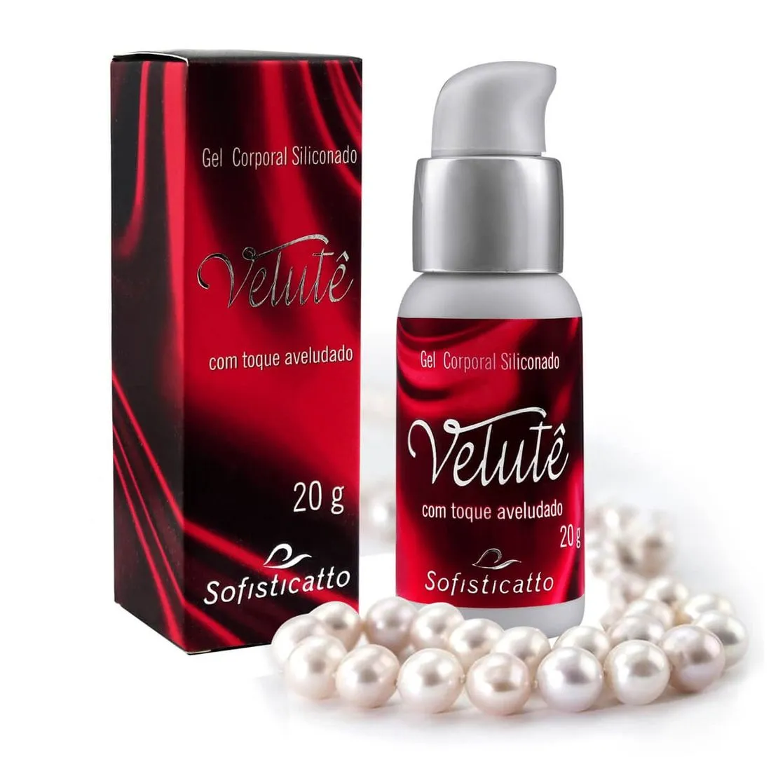 Kit gel massagem com colar de pérolas Velute Sofisticatto 20g para casais