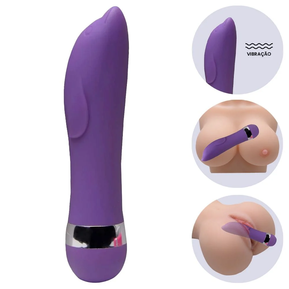 Vibrador Ponto G Golfinho Aveludado Roxo 11,5cm - Imagem 2