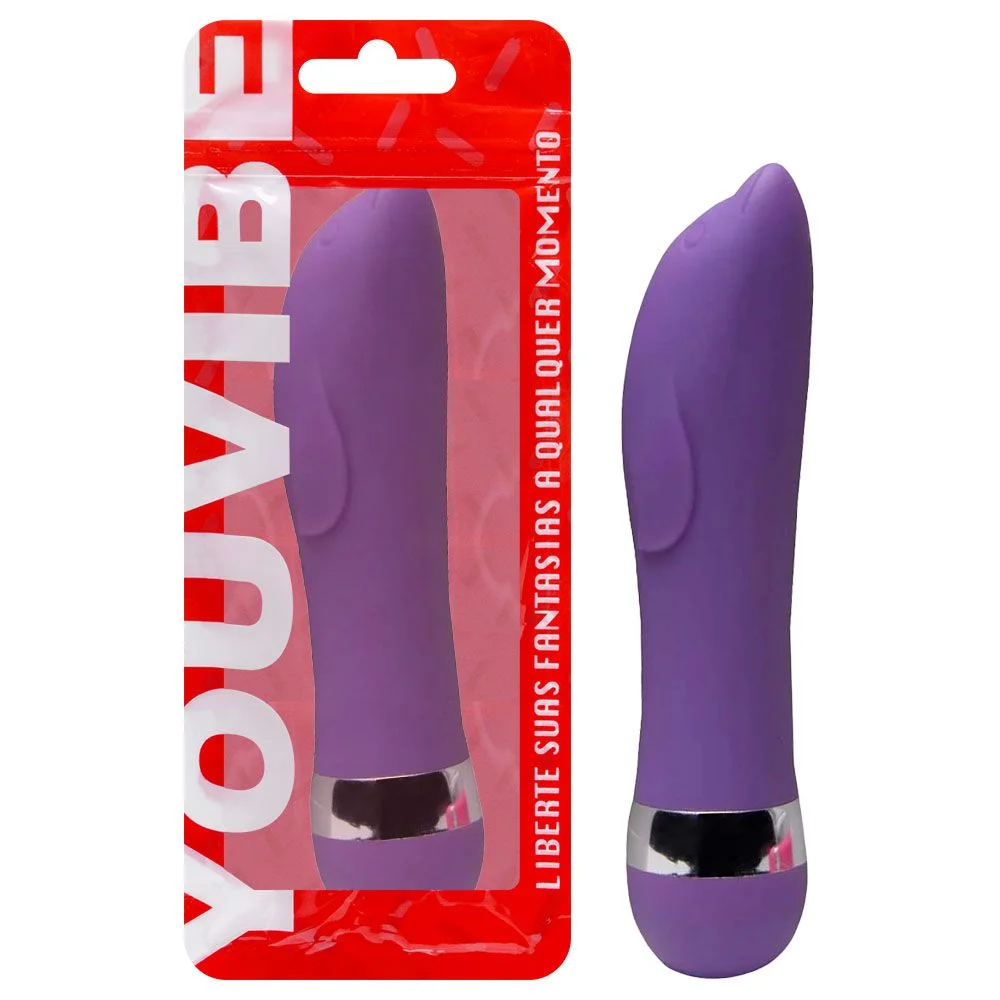 Vibrador Ponto G Golfinho Aveludado Roxo 11,5cm - Imagem 5