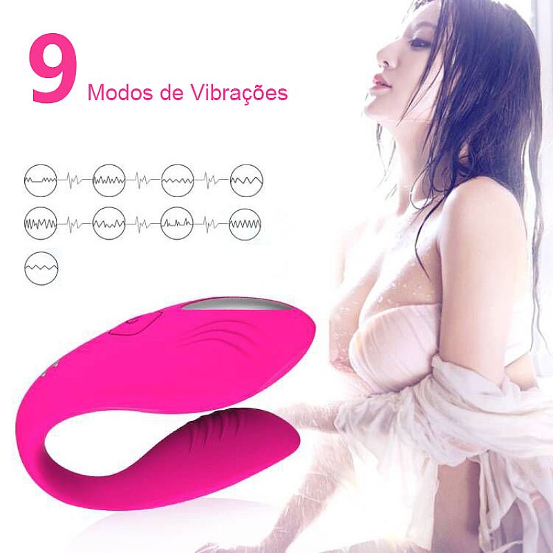 Vibrador de Casal Cor Roxa Interativo e Recarregável com Controle por Smartphone - 9 Vibrações - Imagem 2
