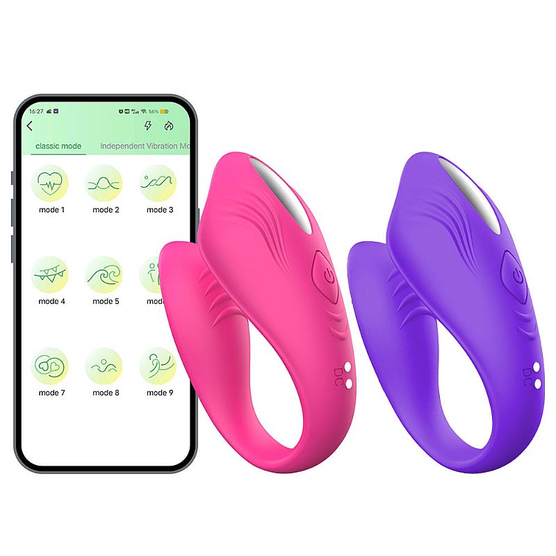 Vibrador de Casal Cor Roxa Interativo e Recarregável com Controle por Smartphone - 9 Vibrações - Imagem 4