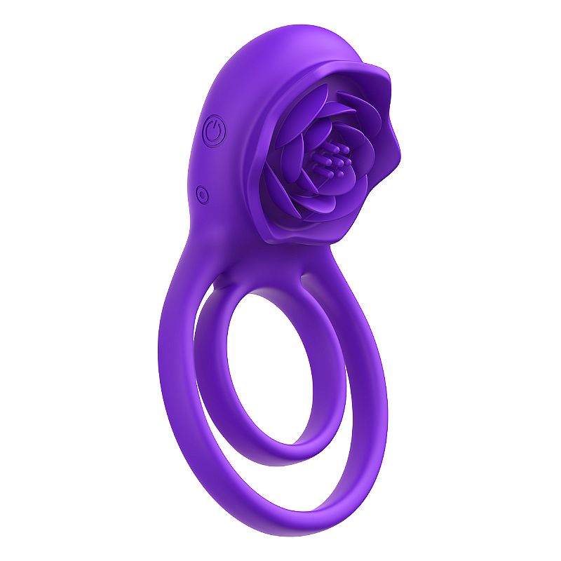 Anel peniano duplo estimulador de clitóris com rosa em silicone