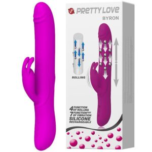 Byron Pretty Love: Vibrador Vai e Vem Recarregável em Silicone com Estimulador Clitoriano Coelho - Sensações Inigualáveis