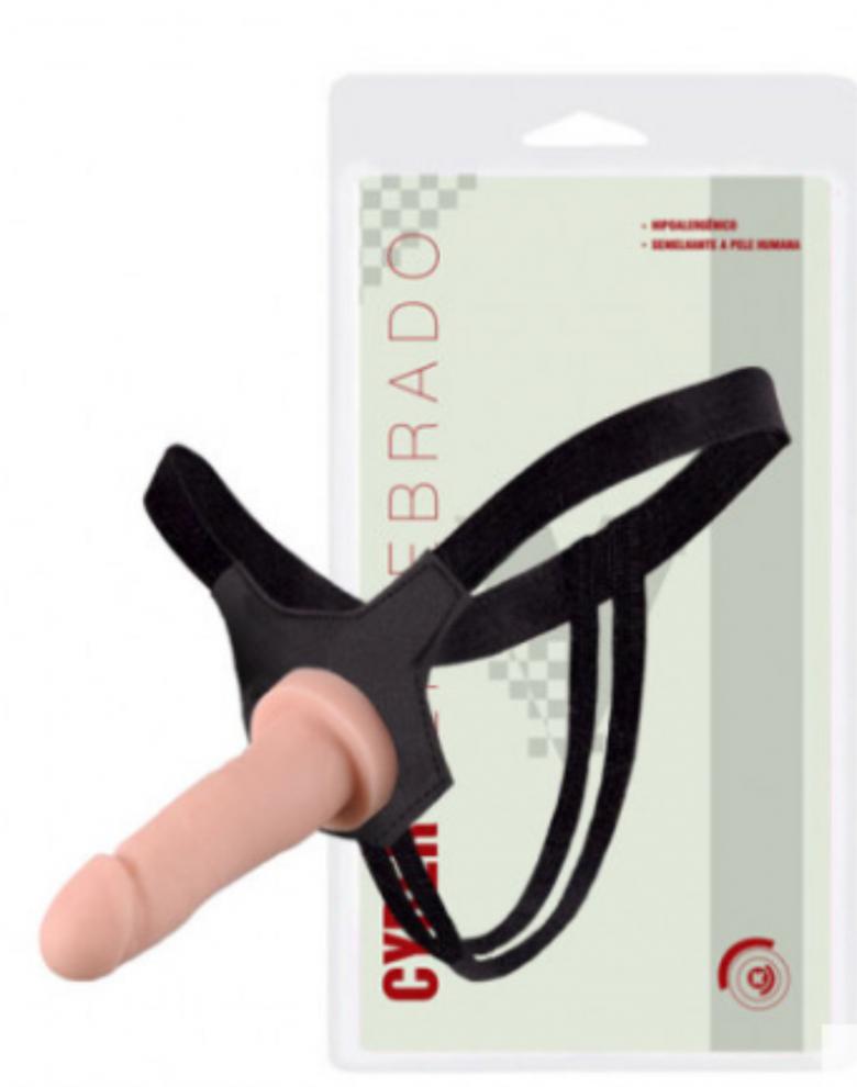 Cinta Com Pênis Realístico Em Cyber 16x3,5cm - Cor Bege