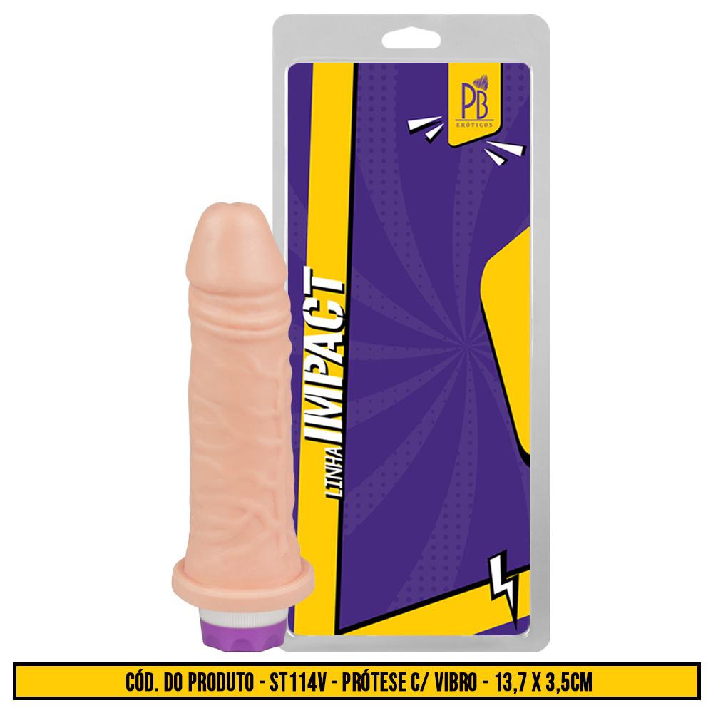 Pênis 14,5 x 3,7 cm Realistico Com Vibrador Cor Bege