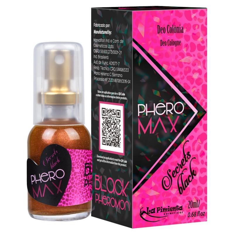 Perfume feminino com feromônio Phero Max Secrets Black 20ml