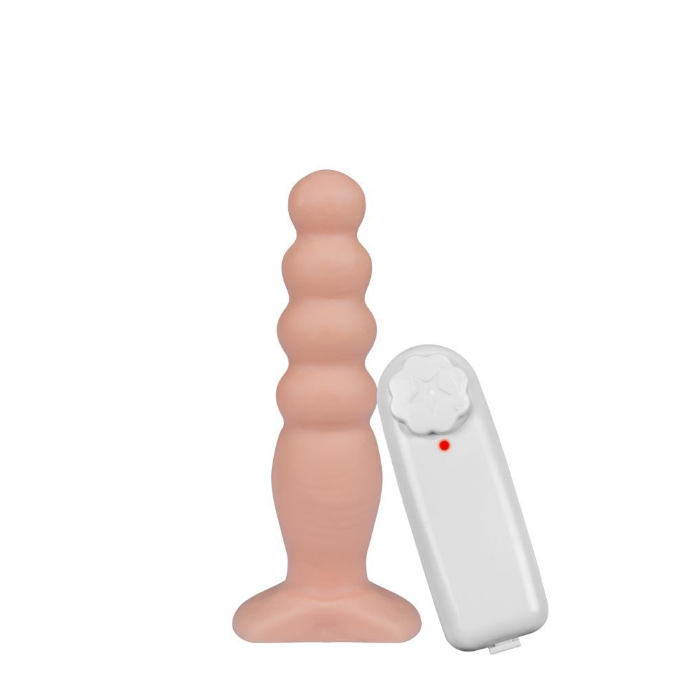 Plug Anal Bolinha - Vibro - Creme 12 x 3 cm