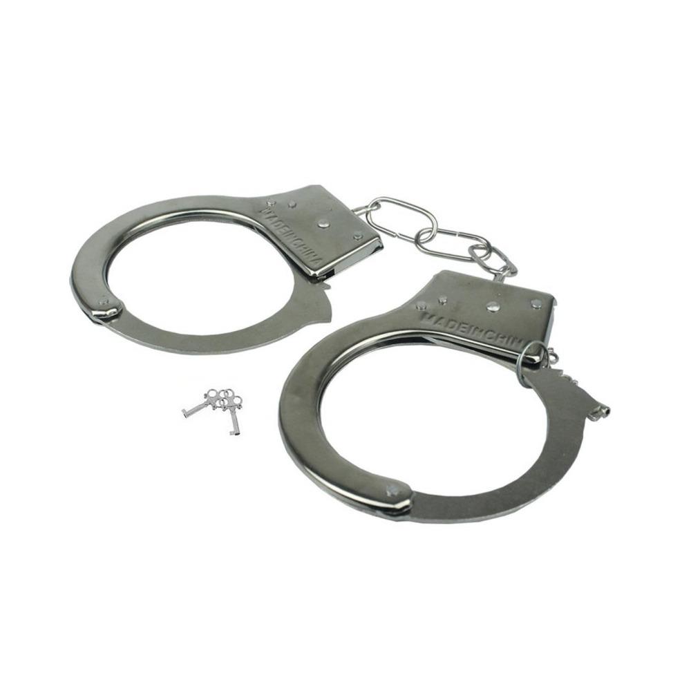 Algema de metal cromada importada com chave para fetiche
