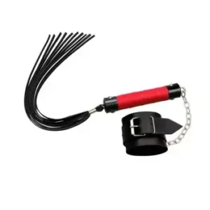 Kit Bracelete com Chicote Luxo 40 cm Vermelho BDSM