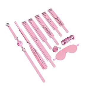 Kit Bondage BDSM Rosa 8 Peças Sado Erótico - SI