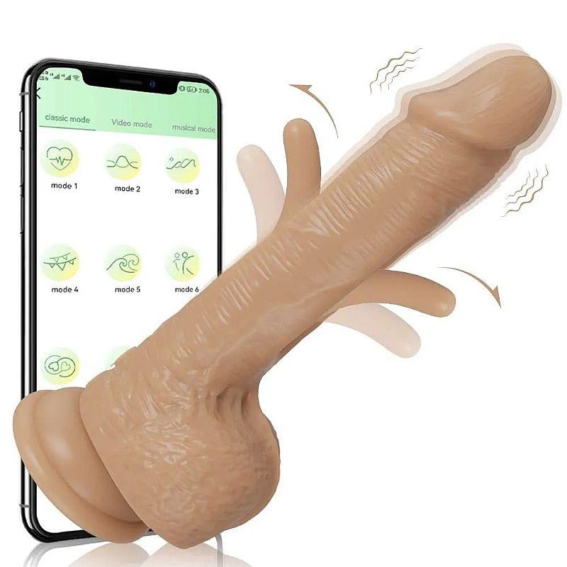 Pênis Realístico com Dedilhar Slap / via APP - À Longa Distância - ALWUP - SI