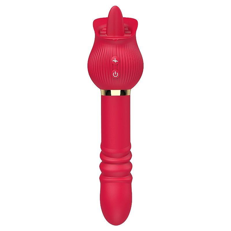 Vibrador ponto G e clitóris rosa com língua e vai e vem