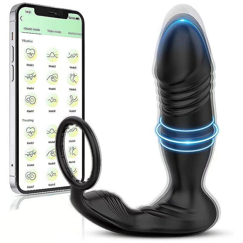 Vibrador de Próstata com Anel e Vai e Vem via APP - Controle Via Celular - SI