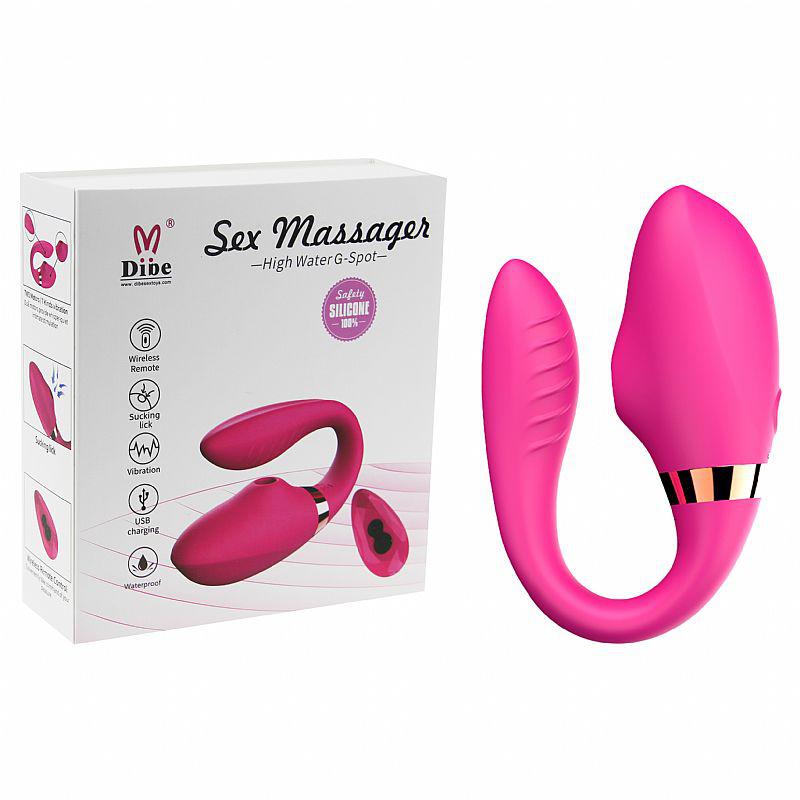 Vibrador de Casal Flexível Pink com Pulsação 7 Modos - Dibe II - Massagem Íntima e Estímulo