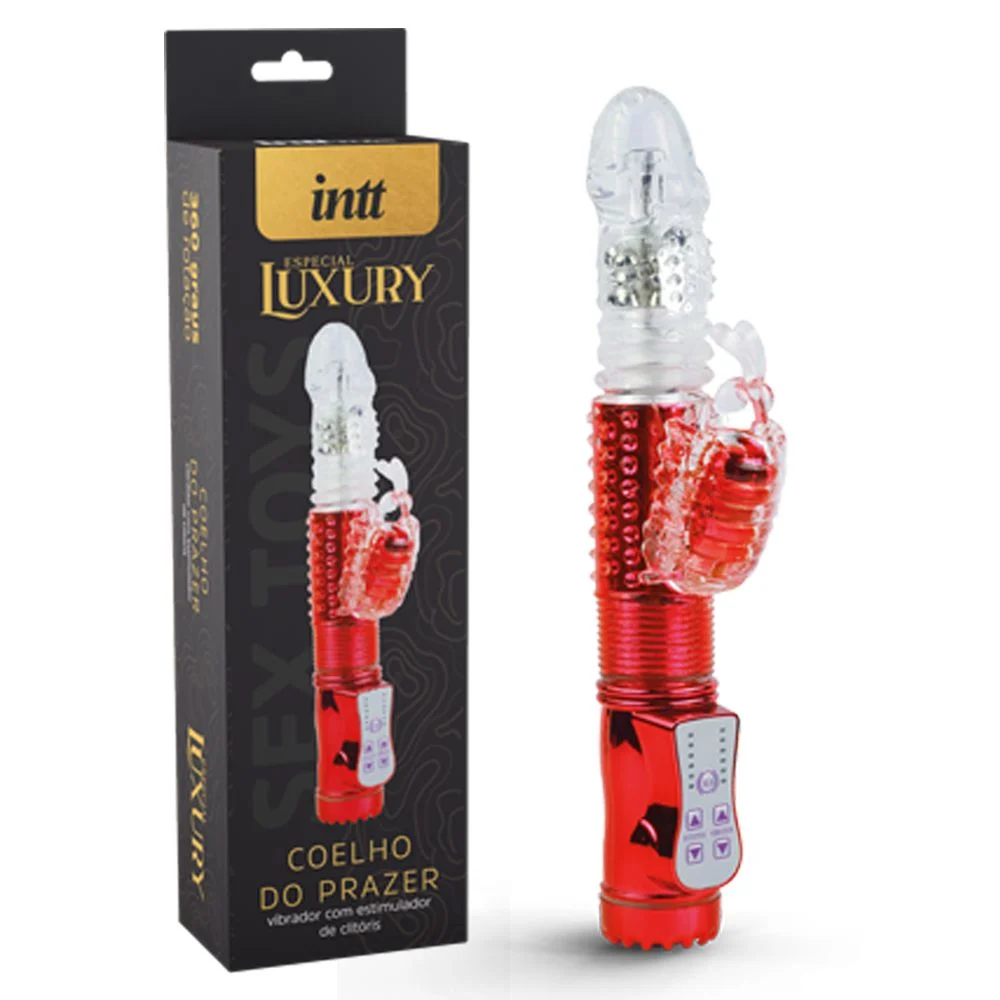 Vibrador Estimulador Vaginal e Clitoris Coelho Do Prazer Vermelho Linha Luxuria