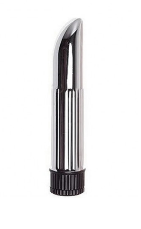 Personal Pequeno Metalizado - Vibrador Canelado c/ Multi Velocidade e Ponta Curva