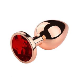 Plug Anal de Aço Rose - com Cristal Brilhante Vermelha - Tamanho P - SI