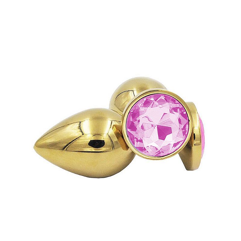 Plug Anal de Aço Dourado Tamanho P Rosa | KMV Sex Shop