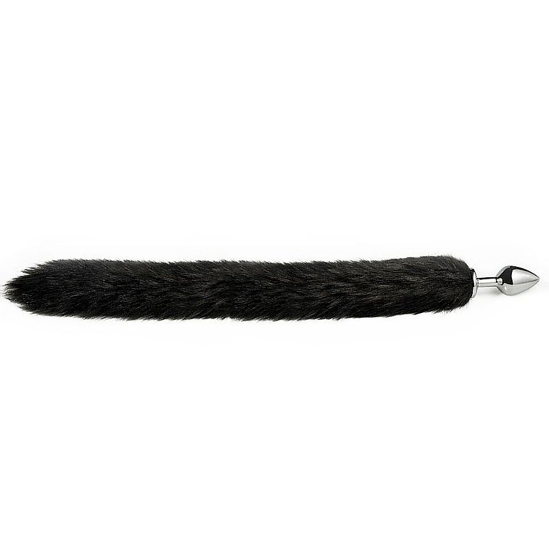 Plug Anal Rabo de Raposa em Aço Inox 80cm Preto Tamanho P - Imagem 2