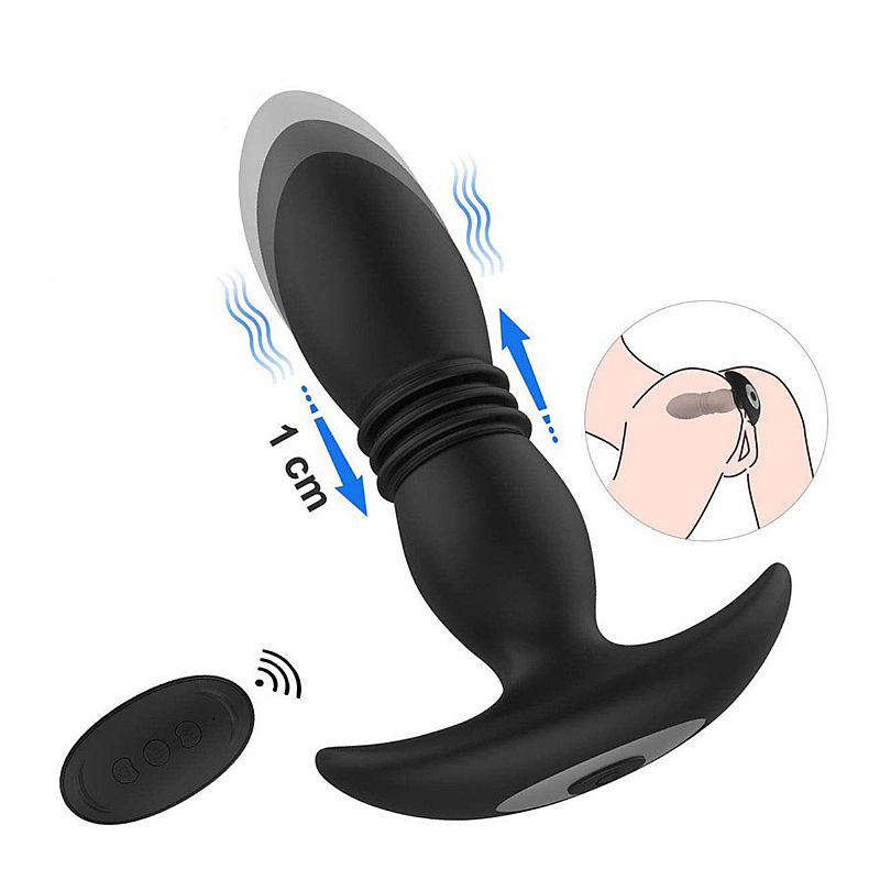 Plug anal com vibrador e vai e vem em silicone com controle remoto