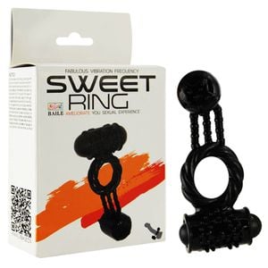Anel peniano duplo com vibrador Sweet Ring para casais