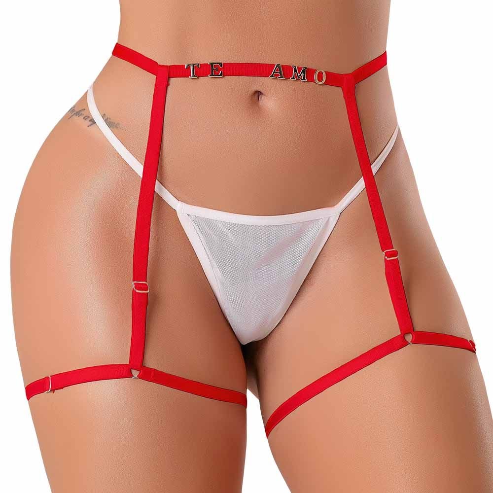 Cinta liga personalizável vermelha Tallyta Moda Apimentada elástico regulável