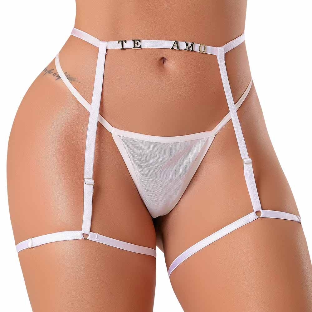 Cinta liga personalizável Tallyta branca Moda Apimentada lingerie sensual