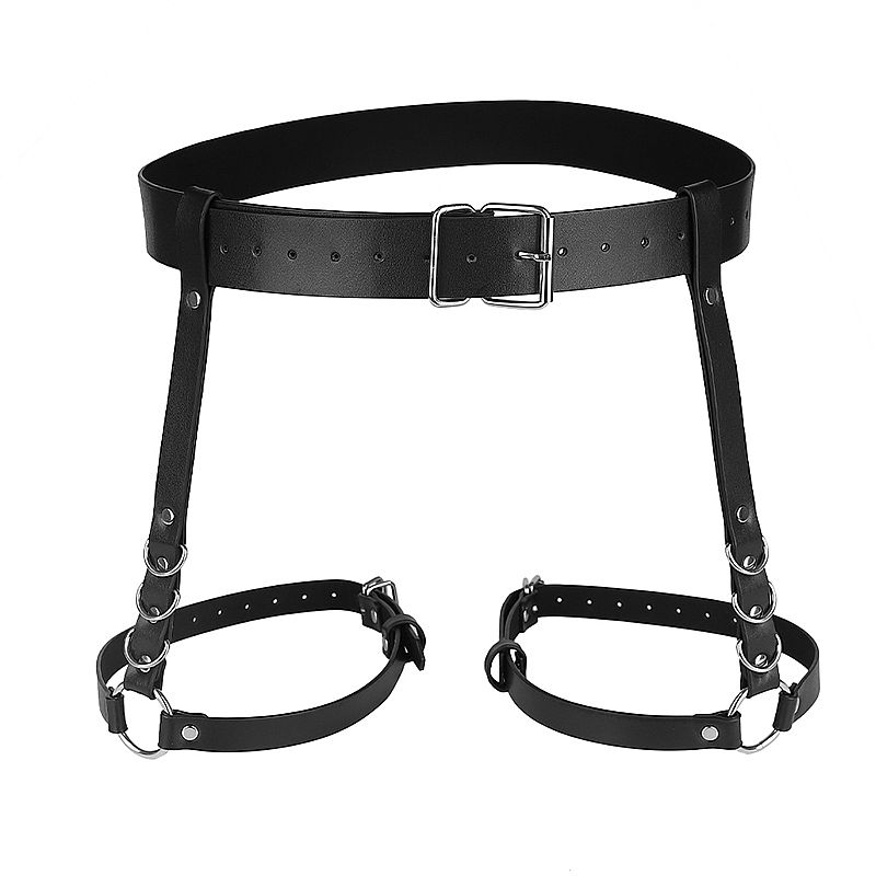 Harness Cinta Liga de Couro Sintético com Rebites e Fivelas - Imagem 3