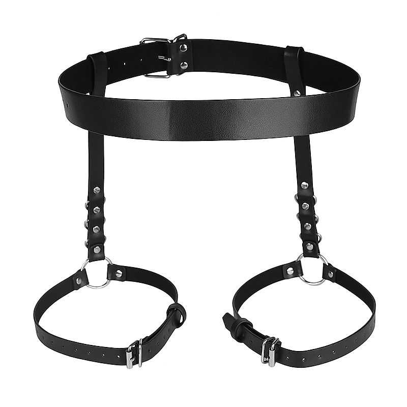 Harness Cinta Liga de Couro Sintético com Rebites e Fivelas - Imagem 4