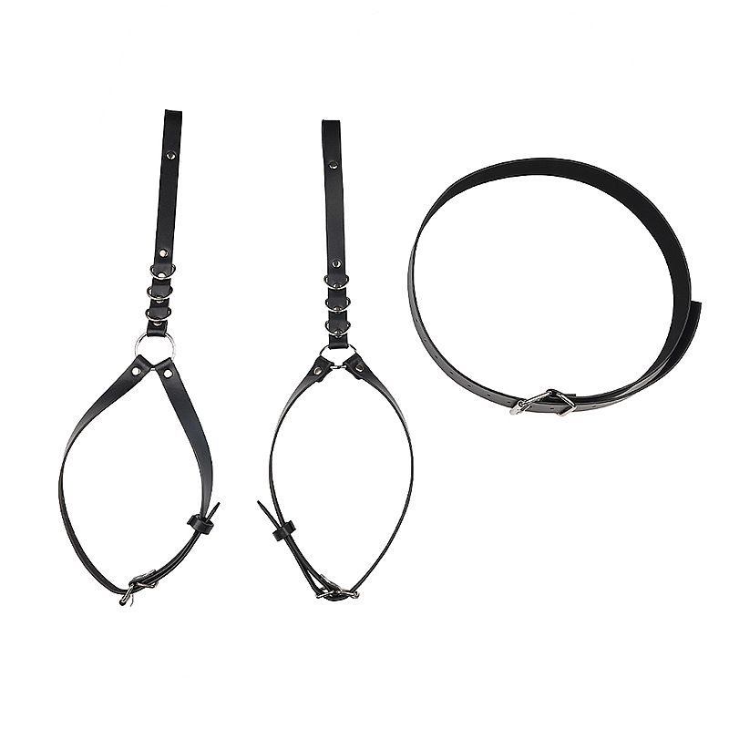 Harness Cinta Liga de Couro Sintético com Rebites e Fivelas - Imagem 6